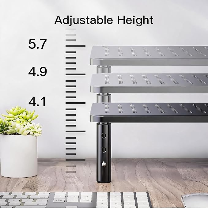 HUANUO Monitor Stand for Desk, Computer Monitor Stand Height Adjustable, Monitor Riser for 2 Monitors, Laptop Stand for Desk, 2 Pack, Black