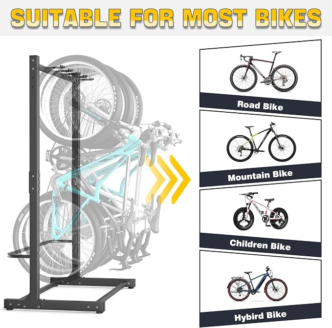 Ultrawall Freestanding Bike Rack, Vertical Bike Storage Stand for Garage, Indoor Bicycle Organizer, Holds Up to 5 Bikes