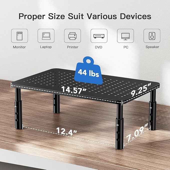 HUANUO Monitor Stand for Desk, Computer Monitor Stand Height Adjustable, Monitor Riser for 2 Monitors, Laptop Stand for Desk, 2 Pack, Black