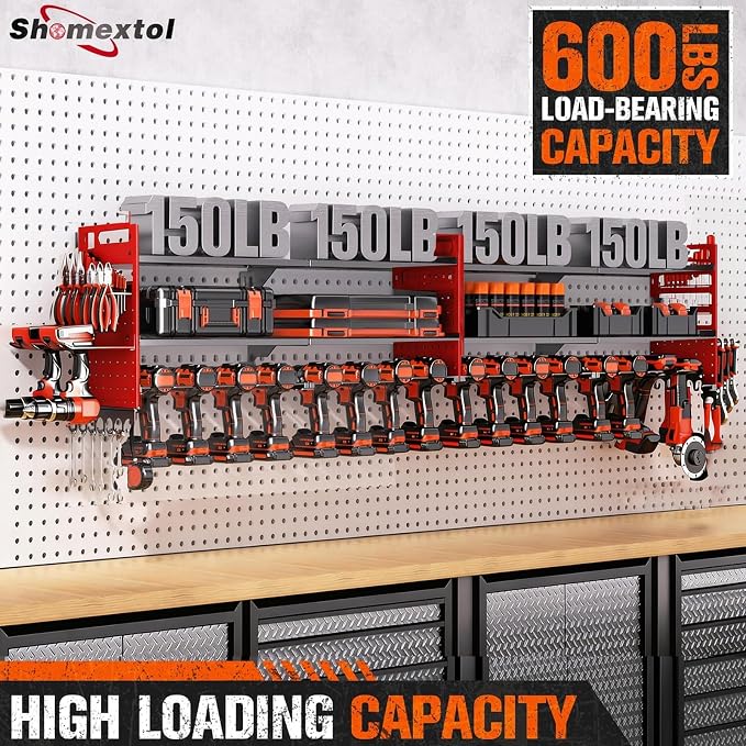 2 Pack Power Tool Organizer Wall Mount, 3-Layer,18 Drill Holders | Large 3-Tier Tool Storage Rack, Heavy Duty 600 lb Load Capacity for Garage Workshop, Black, Gift for Men