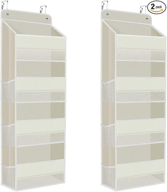 2 Pcs Over The Door Organizer Large Capacity Hanging Storage Room Organizer | 40 lb Capacity, Ultra-Sturdy, Foldable, Mesh Design with Clear Window, Space-Saving Organizer for Pantry, Nursery & Closet