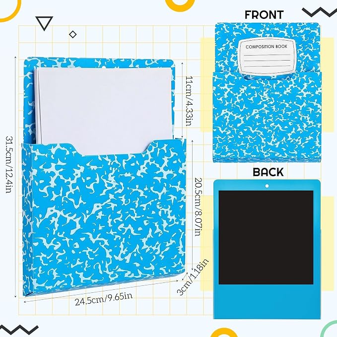 Gilprop 8 Pack Magnetic File Folder Holder for Whiteboard Classroom Storage | 10"x13"x1.2" Hanging Magnetic Wall File Organizer, Refrigerator Magazine Holder, for Mail Letters Paper Desk Office