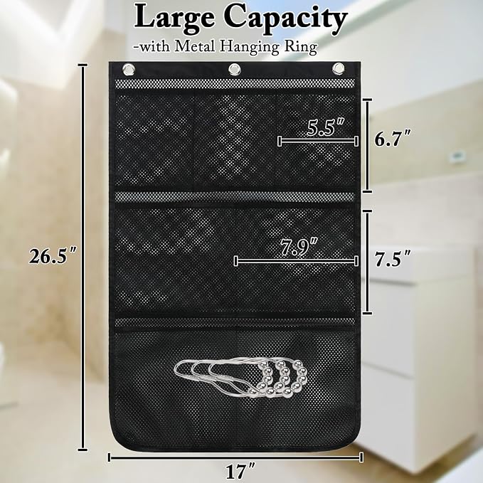 Fammart Mesh Shower Caddy Hanging, Quick-Drying Shower Organizer with 7 Pockets, Portable Bathroom Organizers and Storage for Shampoo, Soap, Loofah, Travel, and Cruise Essentials