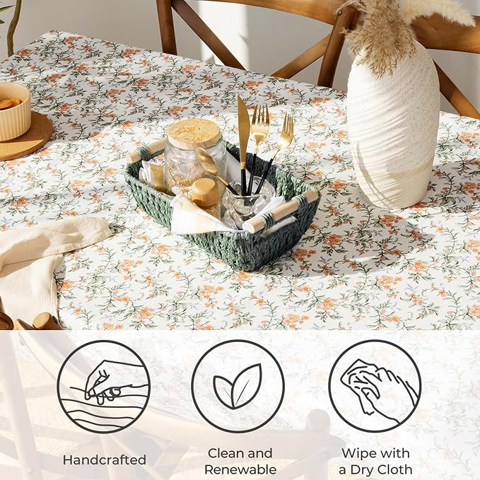 StorageWorks Round Paper Rope Woven Basket with Wooden Handles for Gifts, Small Woven Baskets for Shelf, Bosana Green, 2-Pack