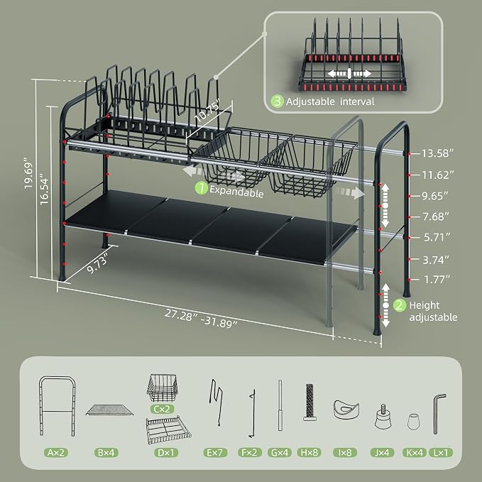 NETEL Expandable Under Sink Organizer，Pot and pan Organizer Under Cabinet | Pan Lid Organizer,Expandable Storage shelf with Pan Rack（7 Dividers）,2 Baskets and 4 Panels,Adjustable partition height