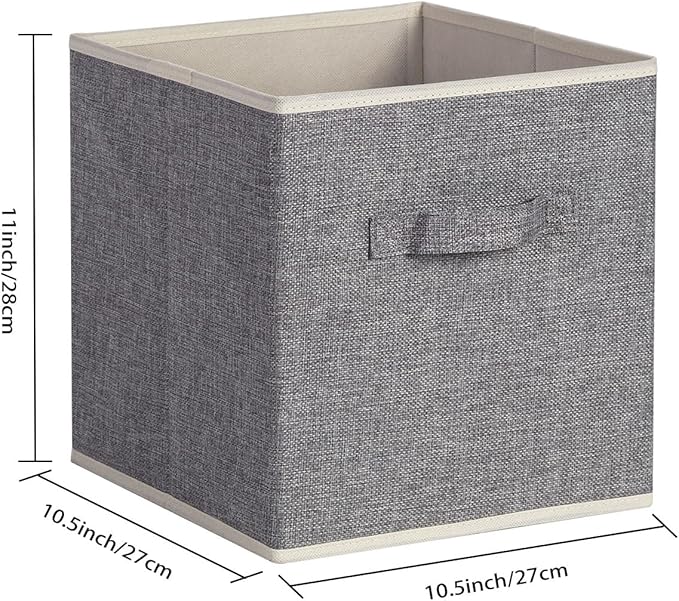 Storage Cube Organizer Bin 10.5" x 10.5" x 11" Large Boxes Fabric Basket with Handles for Organizing Shelves Closet Clothes 4 Color Set A