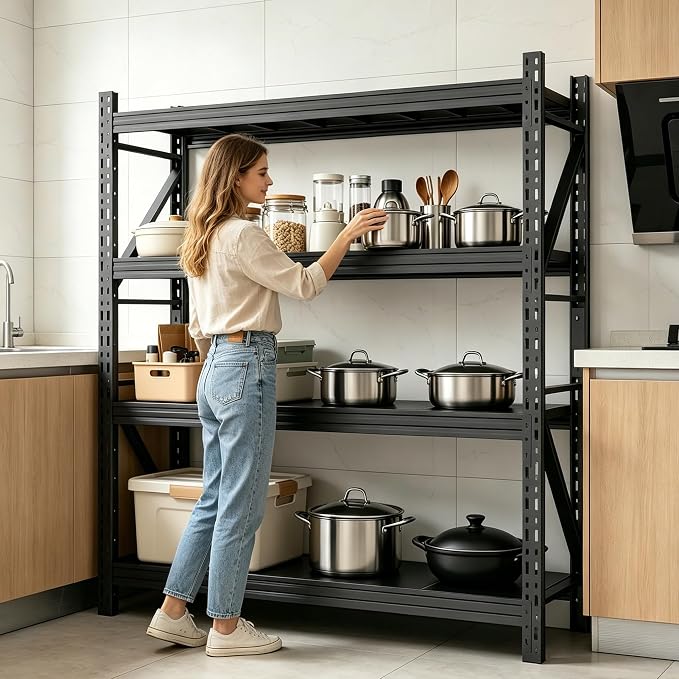 Heavy Duty Garage Shelving 73" H 3000LBS Load Capacity | Metal Garage Storage Shelves Adjustable Industrial Shelving Unit for Garage,Warsehouse,Workshop