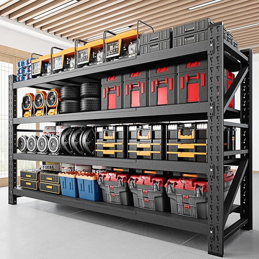 RAVIGIN 8000LBS Storage Shelves, 68" W Garage Shelving Heavy Duty Metal Adjustable Garage Shelves, Shelving Units Industrial Shelving for Warehouse, 68" W x 24" D x 63.4" H, Black