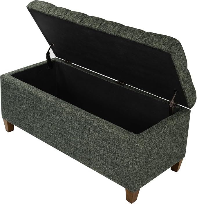 HomePop Ainsley 40" Storage Ottoman Bench - Green Clover Fabric