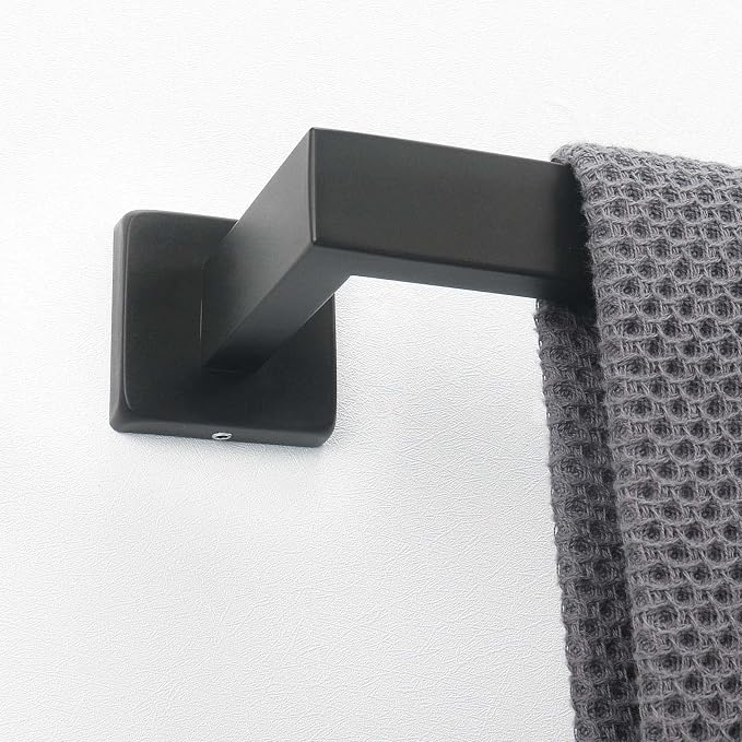 NearMoon Towel Bar, Bath Accessories Premium Thicken Stainless Steel Square Shower Towel Rack for Bathroom, Towel Holder Wall Mounted (2 Pack, Matte Black, 24 Inch)