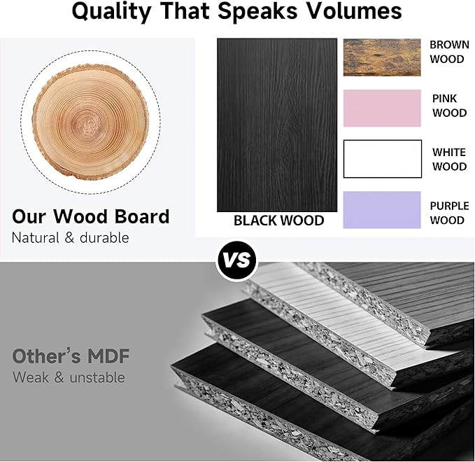 Adjustable Monitor Stand Riser for Desk, Computer & Laptop Stand, Desk Organizers and Accessories, Office Desk Accessories & Workspace Organizer for Home Office, Brown Wood 2-Pack