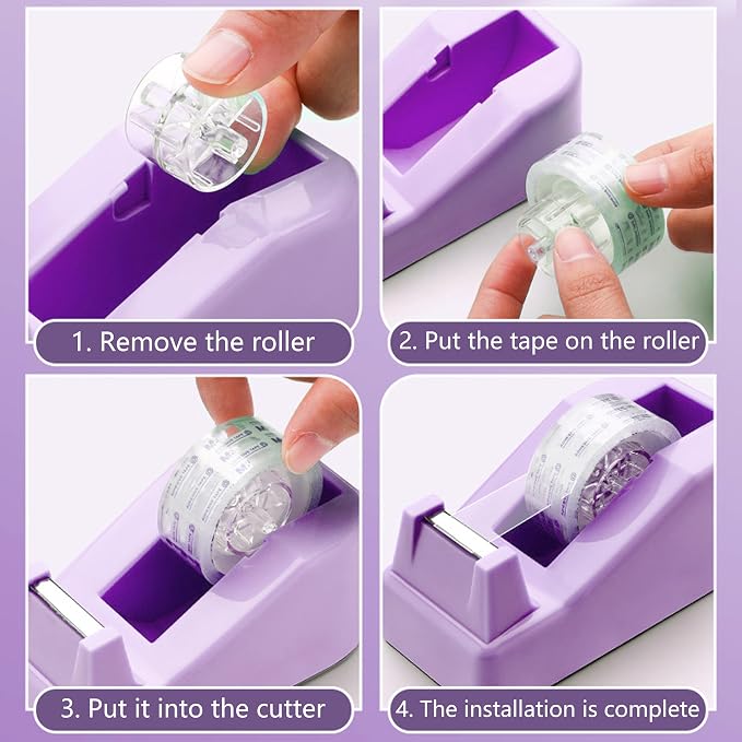 Purple Desk Accessories, Purple Office Supplies, Stapler, Staple Remover, Tape Holder, Pen Holder, Ballpoint Pen, Scissor, Binder Clips, Paper Clips and 1000pcs Staples.