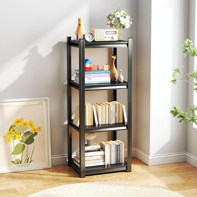 36''W Storage Shelves Heavy Duty, Adjustable 4Tier Industrial Shelving Unit, Metal Utility Shelf for Basement, Kitchen, Garage, Badroom, Warehouse and Workshop (54''Hx16''Wx12''D, Black)