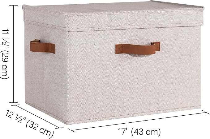StorageWorks Fabric Storage Bins with Lids, Large Closet Storage Bins | Flip-Top Lid, 3 Handles, Collapsible, Stackable, for Clothes Blankets, Multi-Purpose, Jumbo, Brown and Beige, 2-Pack