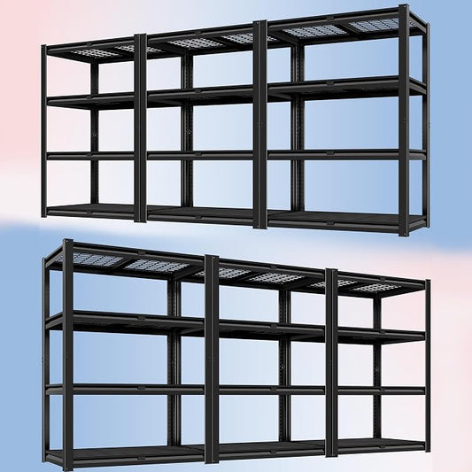 PrimeZone 40" W Heavy Duty Garage Shelving 2200 LBS 4 Tier Storage Shelves | Adjustable Industrial Metal Wire Shelf Utility Rack for Garage,Basement,Pantry,Warehouse,40" W X 20" D X 60" H 6Pack