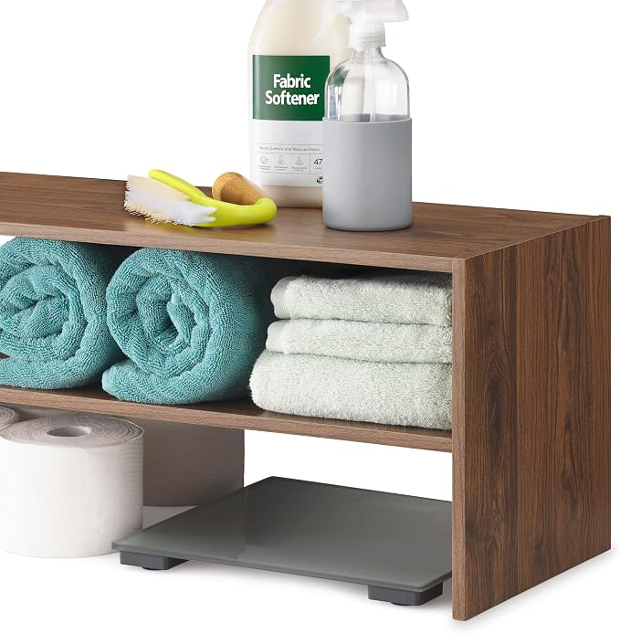 Whitmor Wood Stackable 2-Shelf Shoe Rack, Walnut, 31 inches