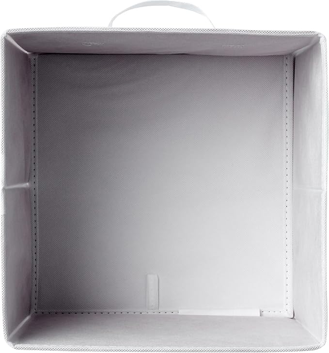 Amazon Basics Collapsible Fabric Storage Bins with Handles, Cube Organizer, 13"x13"x13", White, 6-Pack