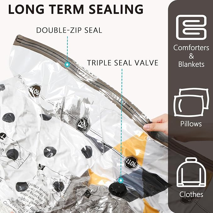 Vacuum Storage Bags, Compression Packing Space Saver Seal Bags for Clothing Bedding Comforters Blankets Pillows, 36 Combo