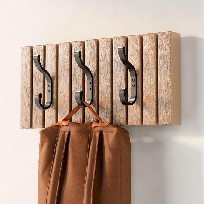 bussdis Coat Hooks Wall Mount for Hanging, Heavy Duty Backpack Hooks for Wall, Hold up to 30 lbs, Large Hanger Hooks for Towels, Purses, Clothes, Mudroom, Bathroom, Door, Black, 4 Pack