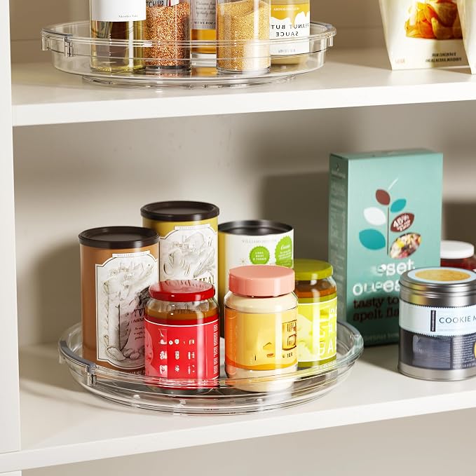 LAMU 3 Pack 10.6'' Lazy Susan Organizer Turntable for Cabinet, Pantry Organizers and Storage, Rotating Condiment Organizer for Kitchen, Table Top, Fridge, Countertop, Spice Organization