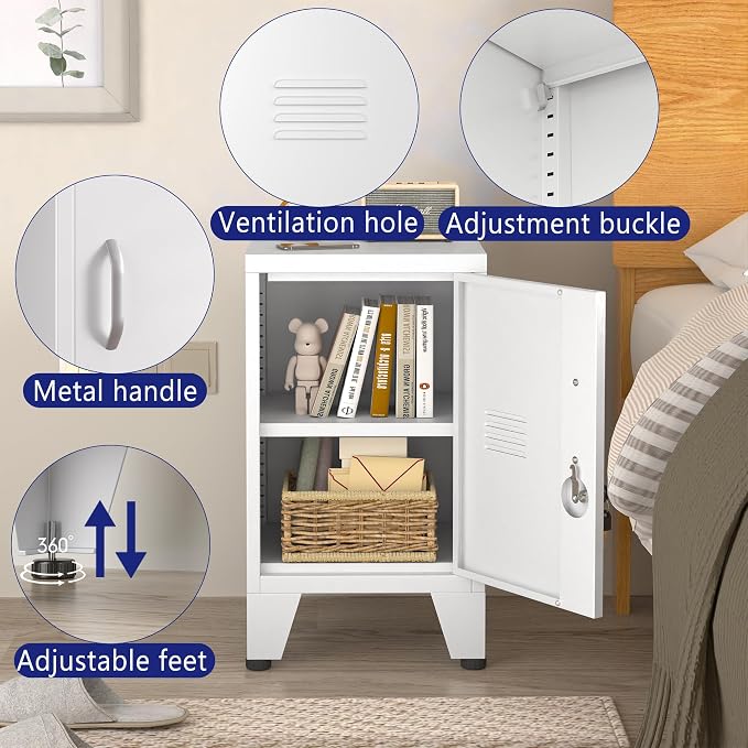 PAOFIN 24.4" H Metal Locker Storage Cabinet with 1 Doors, Pantry with Shelves, Storage Cabinet with Adjustable Leveling Foot for Kitchen, Employees, Office, Kids Locker