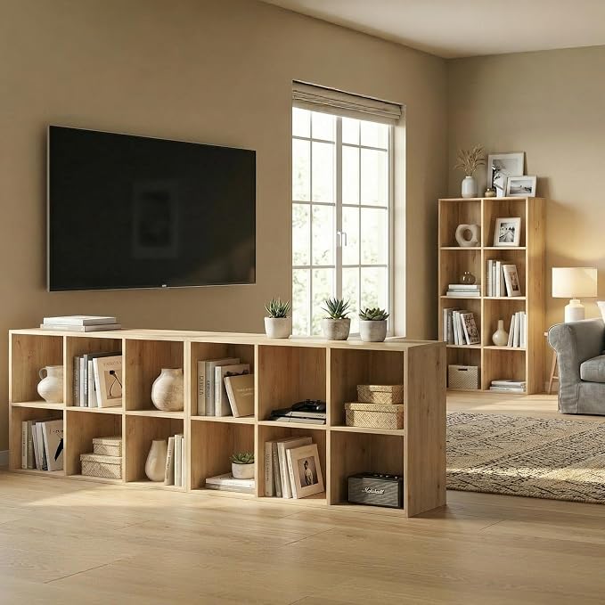 8 Cube Storage Organizer, Wooden Cube Shelves with Closed Back Panel, Reversible Bookcase, Cubes Closet Organizer for Home, Living Room, Kids Room, Office, Bedroom, Study, Hallway