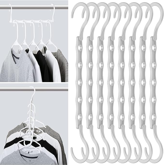 Mr. Pen- Space Saving Hangers, 8 pcs, 360° Rotating Hooks | Magic Cascading Hanger Organizer with 5 Enclosed Slots, Closet Organizers and Storage for Clothes
