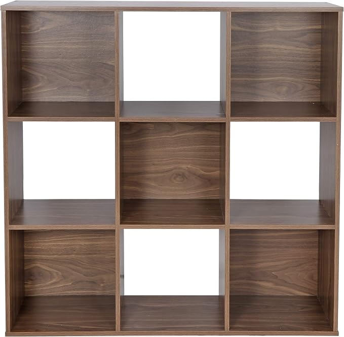 9-Cube Storage Organizer,Wooden Bookshelf Cube Storage,Freestanding Bookcase w/5 Removable Back Panels,Display Shelf Bedroom, Living Room, Home,Office,Study,Natural