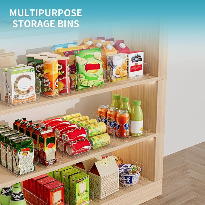Ettori Set of 4 Clear Storage Bins for Fridge & Cabinet Organization, BPA-Free Plastic Food Organizers to Instantly Declutter Your Kitchen