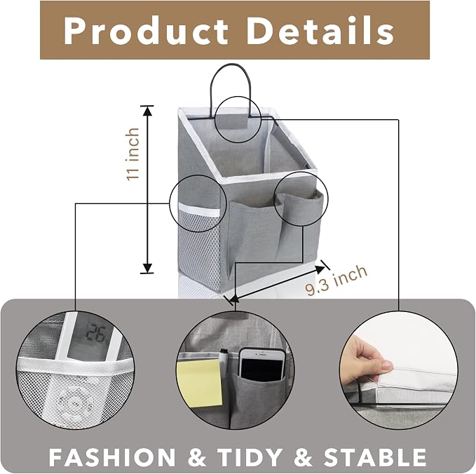 Kanrichu 2pcs Wall Hanging Baskets for Organizing, Wall Hanging Storage Bag as Over the Door Organizer, Wall File Organizer, Rv Storage and Organization. For Bedroom, Office, Camper (Khaki-Upgraded)