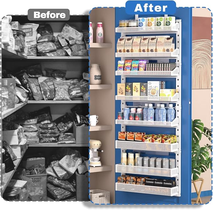 coobest 8-Tier Over the door Spice Rack Organizer, Large Heavy Duty Metal Wall Mount or Over The Door, 2 in 1 Rust-Proof Hanging Storage Shelf for Kitchen Pantry, Bathroom, Laundry Room, Closet