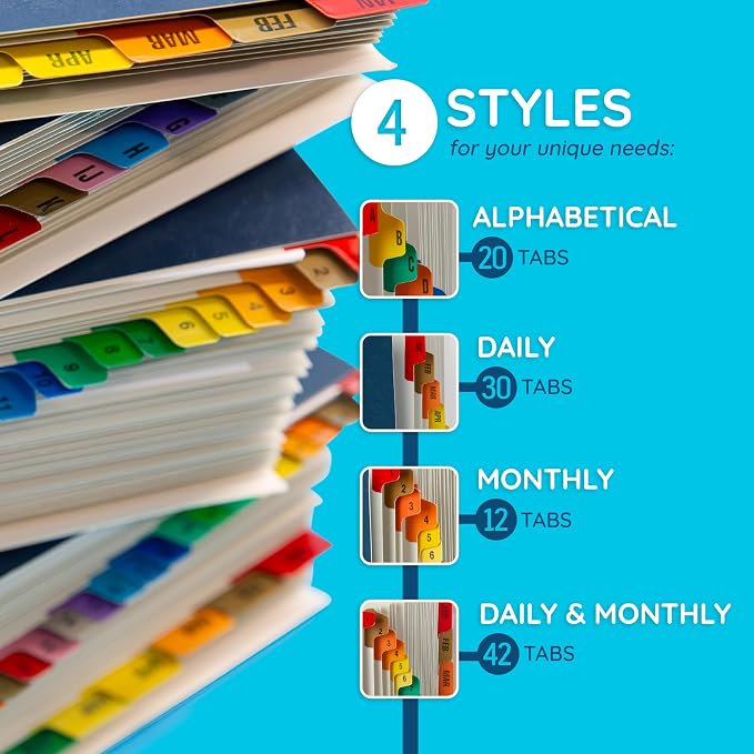 Blue Summit Supplies A-Z Desk File Sorter, Letter, 20 Dividers, Blue | Expanding alphabetical sorter, 20 A-Z dividers, for mail, files, invoices, and desktop organization