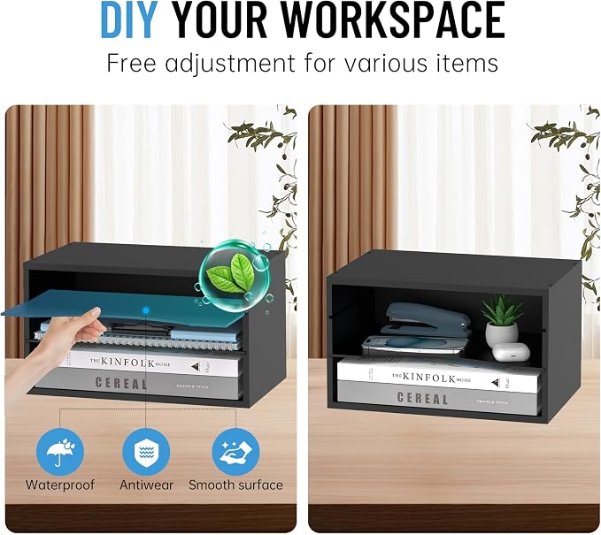 3-Tier Paper Organizer for Desk, Adjustable Mail Organizer, Black | 3-Tier Paper Organizer and Mail Organizer for Desk with Adjustable Shelves for Letter Size Files Folders and Office Supplies