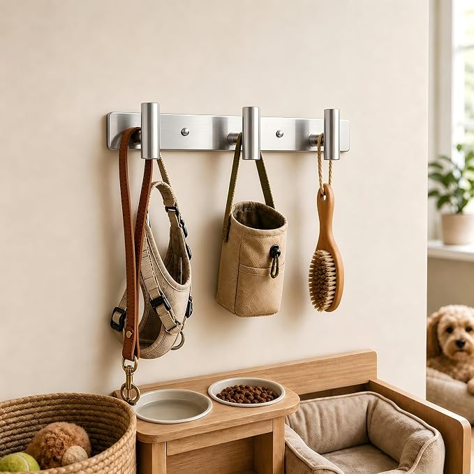 Wall Mounted Coat Rack-3 Hooks, Heavy Duty Stainless Steel Wall Hooks for Towel Coat Bag, Hat Rack Coat Hanger Coat Hooks Towel Racks for Bathroom Entryway Kitchen Office (Silver, 1 Pack)