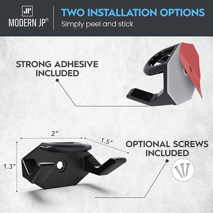 Adhesive Hat Hooks for Wall (16-Pack) - Hat Rack for Baseball Caps, Minimalist Hat Display, Strong Hold Hat Hangers for Wall - USA Patented, Black