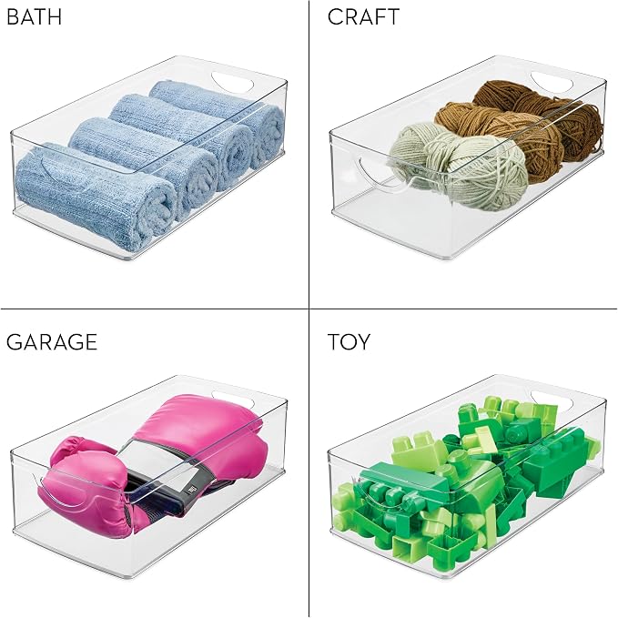 iDesign Stackable Clear Plastic Extra Long Storage Bin | Organizer for Kitchen Cabinet or Pantry