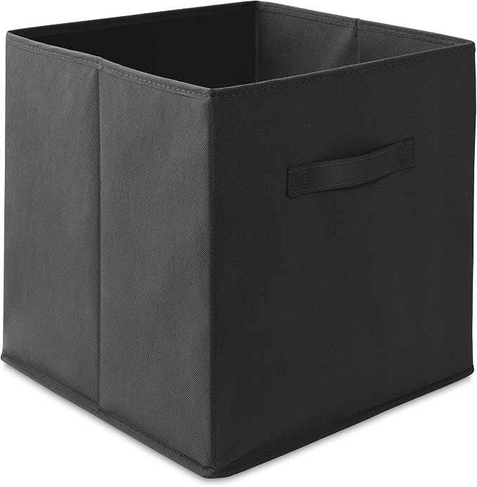 Casafield Set of 6 Collapsible Fabric Cube Storage Bins, Black - 13" Foldable Cloth Baskets for Shelves, Cubby Organizers & More