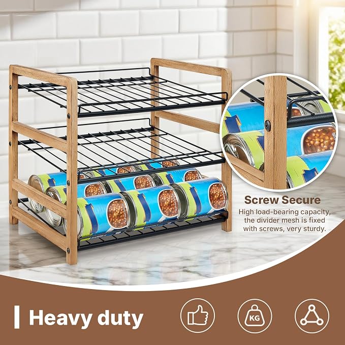 DGWJSU Can Organizer for Pantry 3-Tier, Holds up to 36 Cans Storage | Cans Holders for Pantry, Cabinet, Countertop, Carbonized Brown