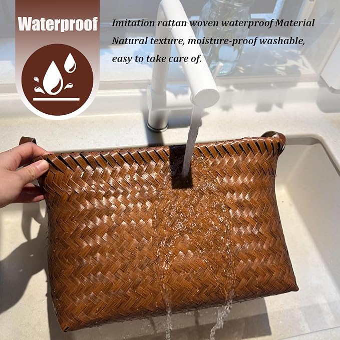 BROWNLILY Handwoven Clothes Basket Laundry Hampers Large Wicker Storage Baskets for Shelves Blankets Closet Storage Bins Car Bedroom Bathroom Organizers and Storage Bath (9, Brown)