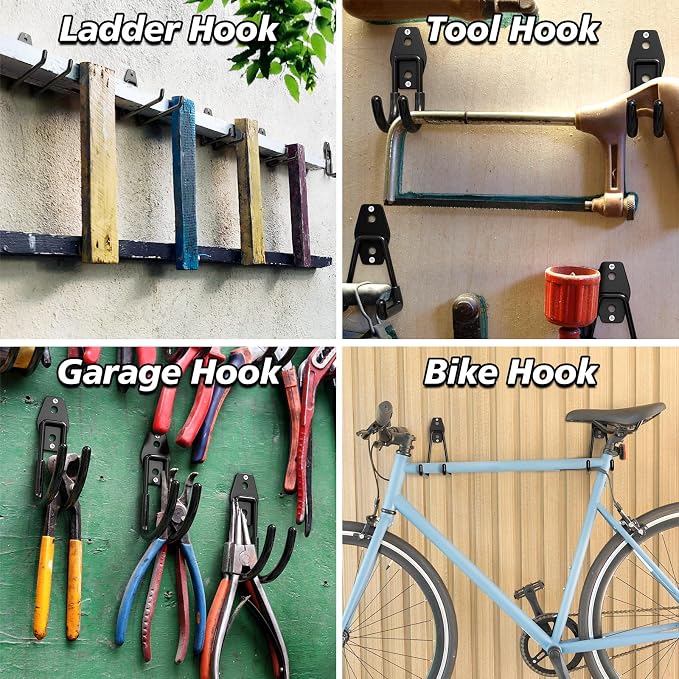 MKRUI 40-Pack Garage Hooks for Storage & Hanging Items, Save Space | Hangs Bikes, Ladders, Ropes, Hoses, Tools; for Garage, Warehouse, Shop, Shed, Yard