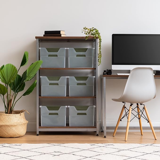 IRIS USA 6-Pack Small Desktop File Box with Open Lid, Clear | Organize paperwork, mail, magazines, and office supplies with portable storage for desks, classrooms, and home workspaces