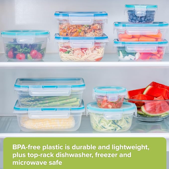 Snapware Plastic Total Solutions (10-Pack, Mixed Sizes) Food Storage Containers Set, Airtight & Leakproof Plastic Locking BPA-Free Lids Tupperware, Freezer Dishwasher Microwave Safe