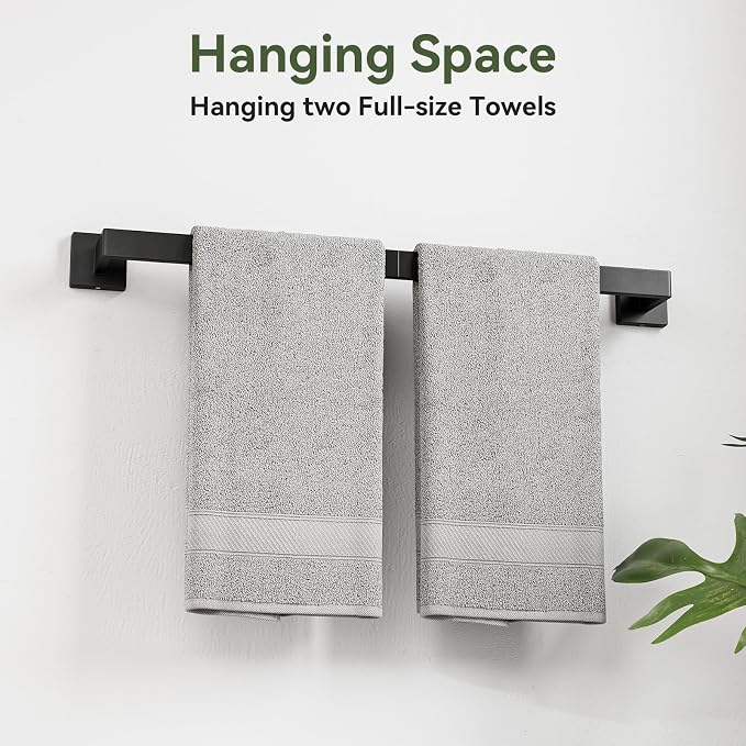 20-Pieces Matte Black Bathroom Accessories Set, 24 Inch Bathroom Hardware Set, SUS305 Stainless Steel Bath Towel Bar Set, Towel Racks for Bathroom Wall Mounted