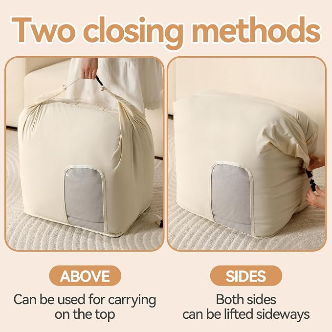 2-Pack Roll Top Comforter Storage Bag,Blanket Storage Bags | Taslon Fabric, Machine Washable, Moisture/Dust/Tear-Resistant. Self-Compression.Clear Window. for Home & Travel