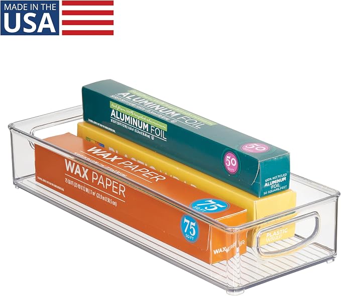 iDesign Slim Extra Long Clear Storage Bin | Narrow, Stackable, Kitchen or Pantry Organizer