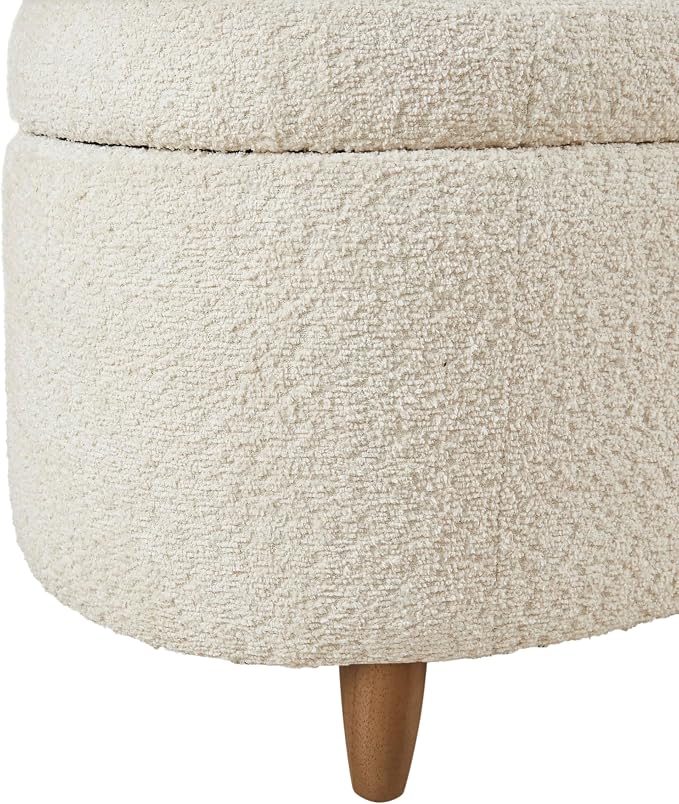 Bailey Boucle-Style Curved Storage Accent Bench