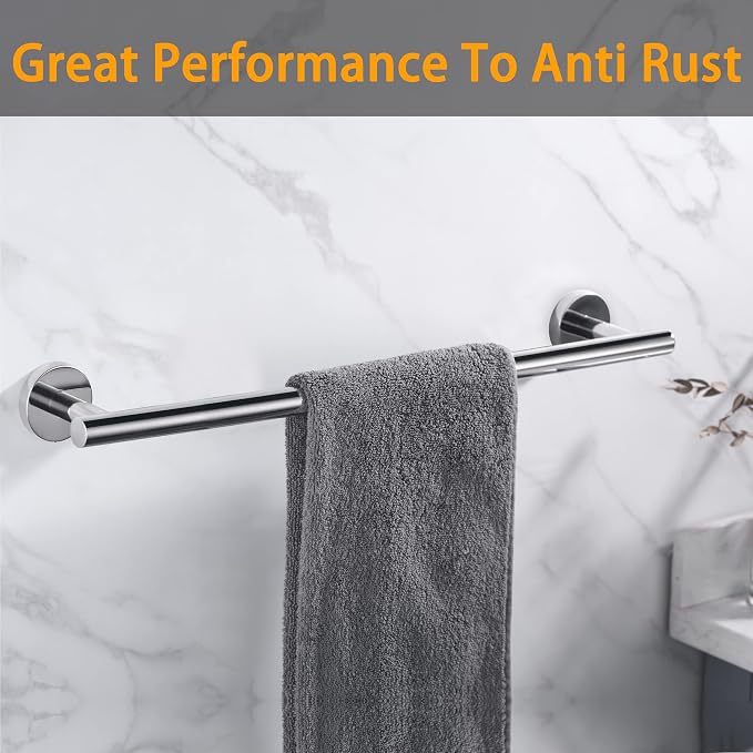 Nolimas Polished Chrome Bath Towel Bar Single Bars Towel Rack Rod Classic Wall Mounted Stainless Steel Bathroom Towel Bar Kitchen Toilet Towel Shelf Single Layer,24inch