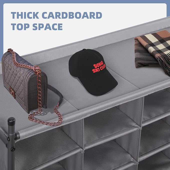 STORAGE MANIAC Stackable Shoe Cubby Organizer, Free Standing Shoe Cube Rack for Entryway, Bedroom, Apartment, Closet, 20-Cube Gray