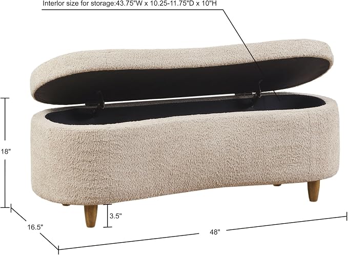 Bailey Boucle-Style Curved Storage Accent Bench
