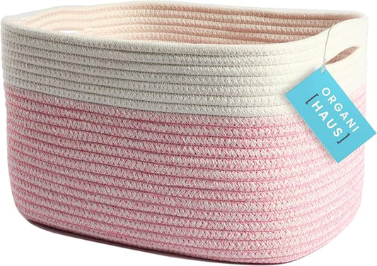 OrganiHaus Cotton Rope Basket for Shelf Storage, 15x9x10 | Handwoven; a toy bin and organizer for towels, books, or blankets; fits nursery, playroom, or bedroom decor